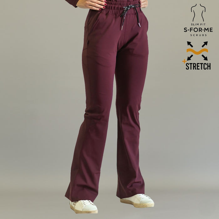 Women’s 915 Super Stretch Maroon Flare Scrub Pants