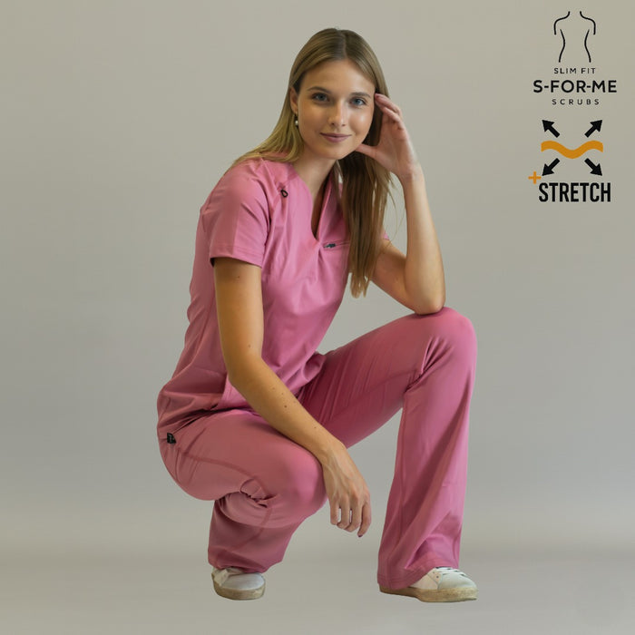 Women’s 915 Super Stretch Mauve Rose Flare Scrub Pants