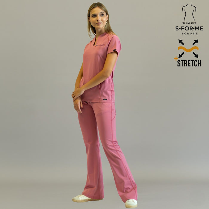 Women’s 915 Super Stretch Mauve Rose Flare Scrub Pants