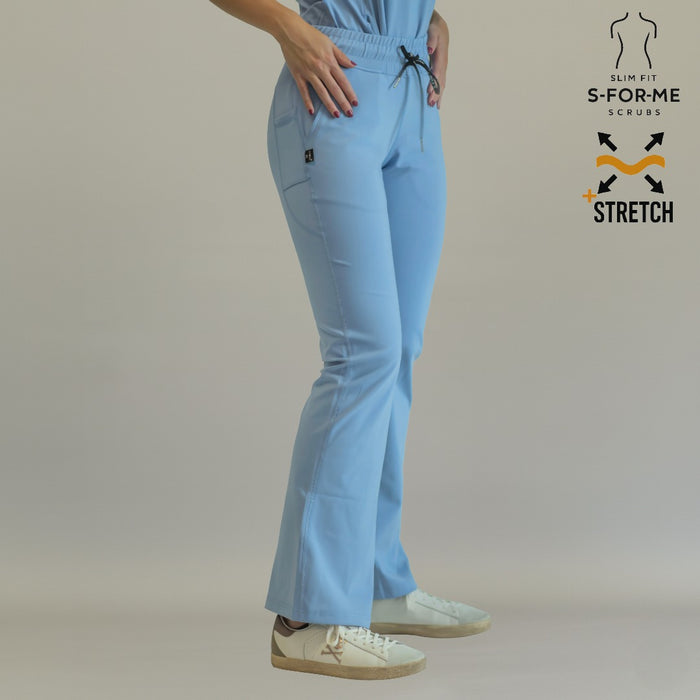 Women’s 915 Super Stretch Sky Blue Flare Scrub Pants