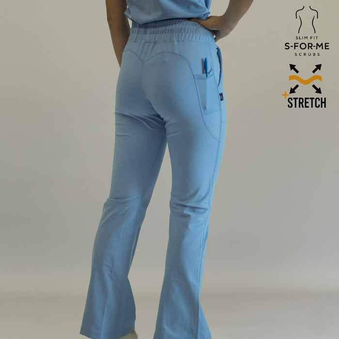 Women’s 915 Super Stretch Sky Blue Flare Scrub Pants