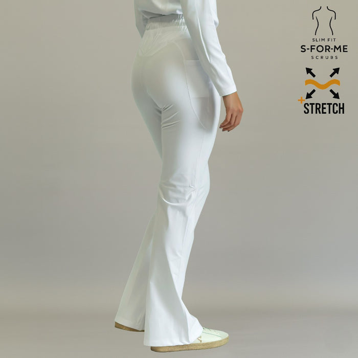 Women's 915 Super Stretch White Flare Scrub Pants