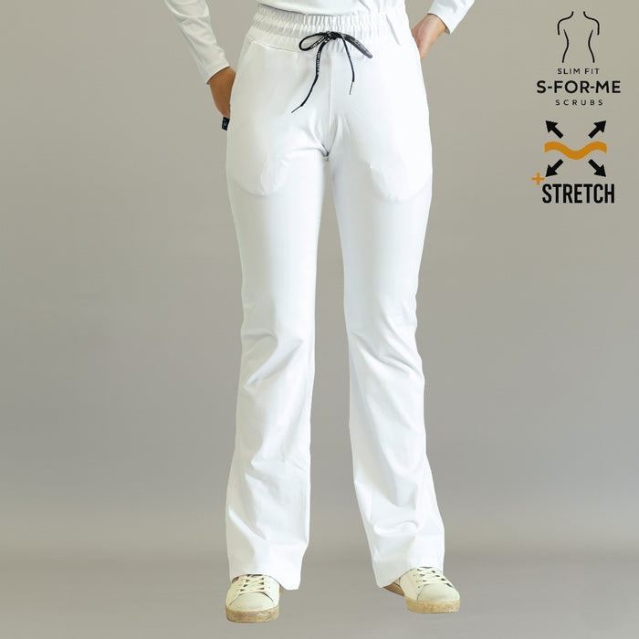 Women's 915 Super Stretch White Flare Scrub Pants