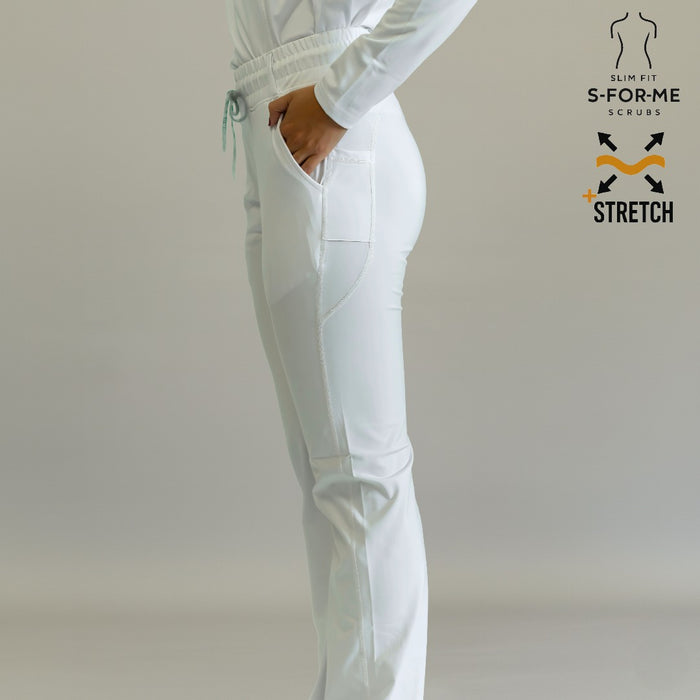 Women's 915 Super Stretch White Flare Scrub Pants