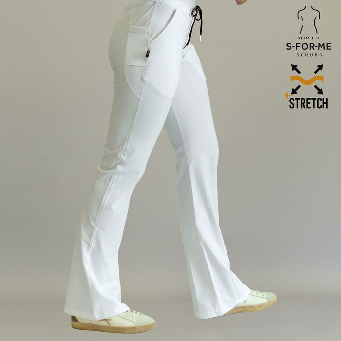 Women's 915 Super Stretch White Flare Scrub Pants