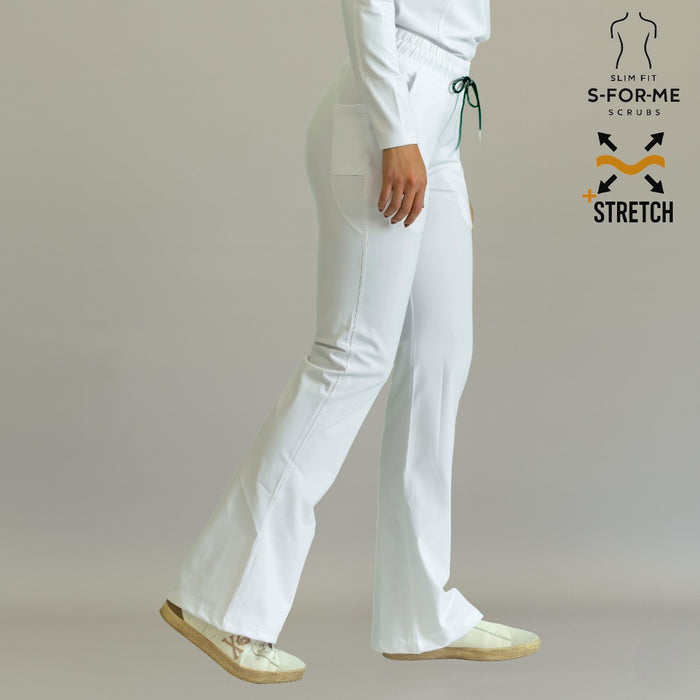 Women's 915 Super Stretch White Flare Scrub Pants