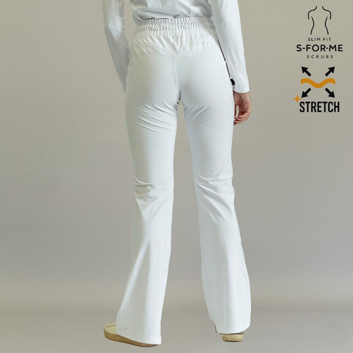 Women's 915 Super Stretch White Flare Scrub Pants