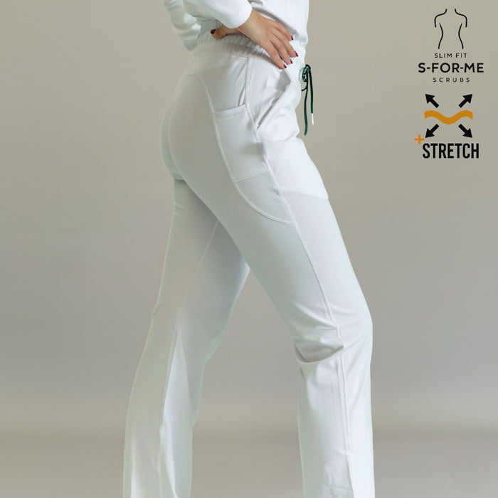 Women's 915 Super Stretch White Flare Scrub Pants