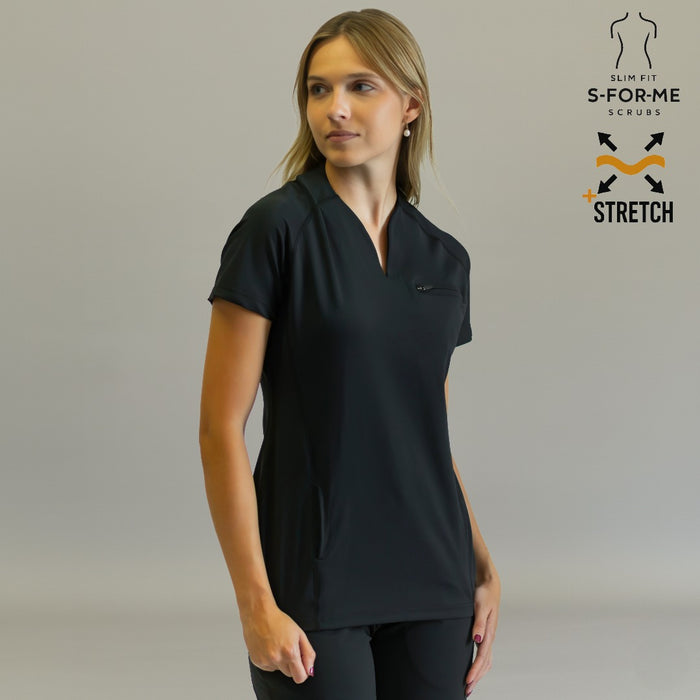 Women’s Top 915 Black, Super Stretch Scrubs