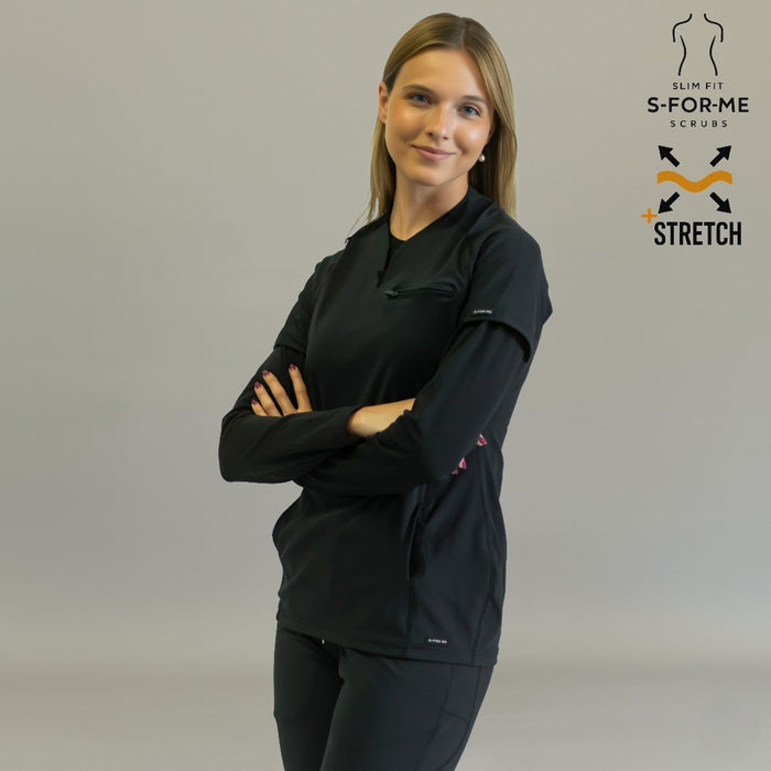 Women’s Top 915 Black, Super Stretch Scrubs