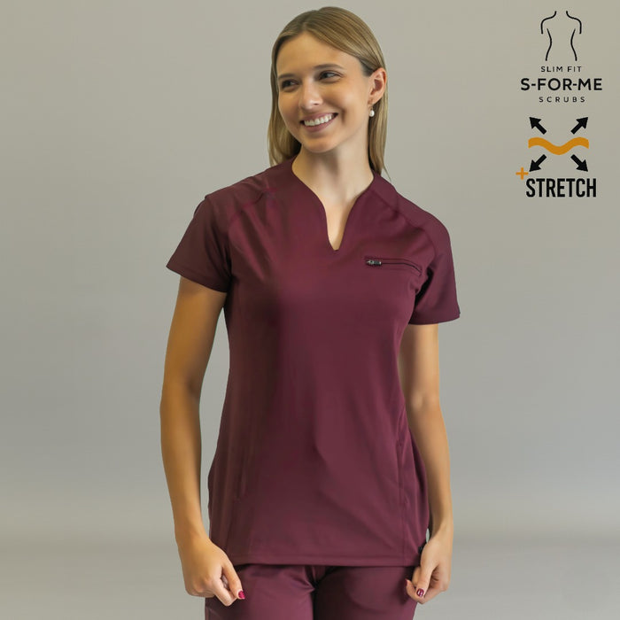 Women’s Top 915 Maroon, Super Stretch Scrubs