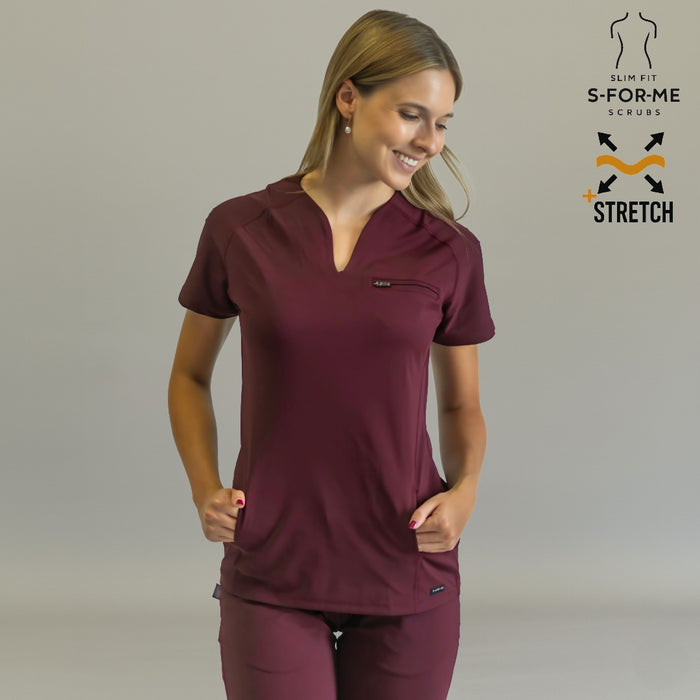 Women’s Top 915 Maroon, Super Stretch Scrubs