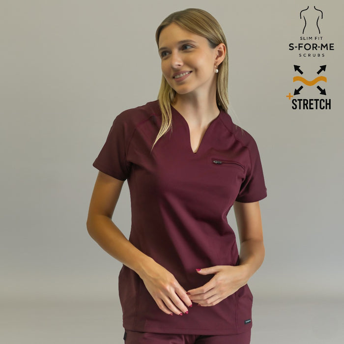 Women’s Top 915 Maroon, Super Stretch Scrubs