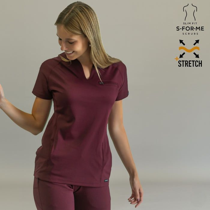 Women’s Top 915 Maroon, Super Stretch Scrubs