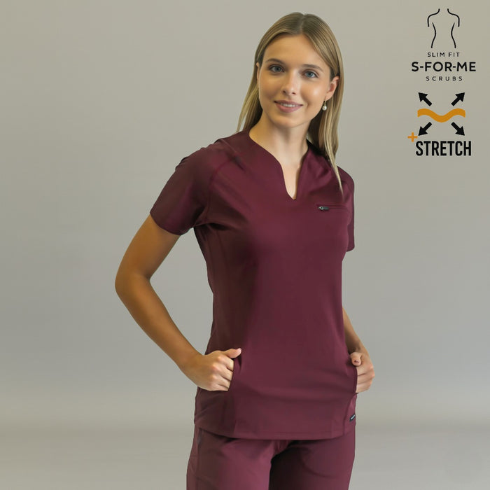 Women’s Top 915 Maroon, Super Stretch Scrubs