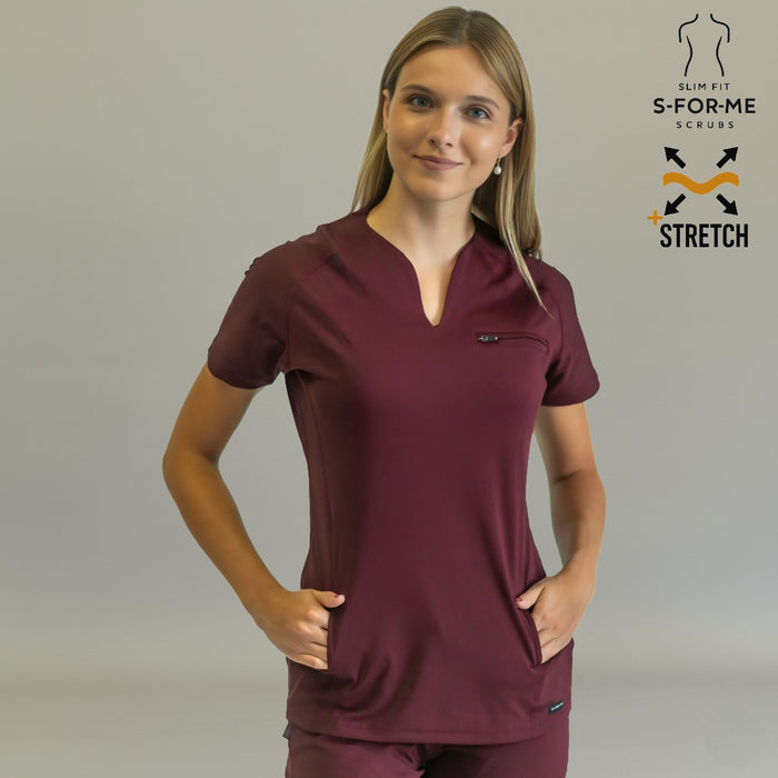 Women’s Top 915 Maroon, Super Stretch Scrubs