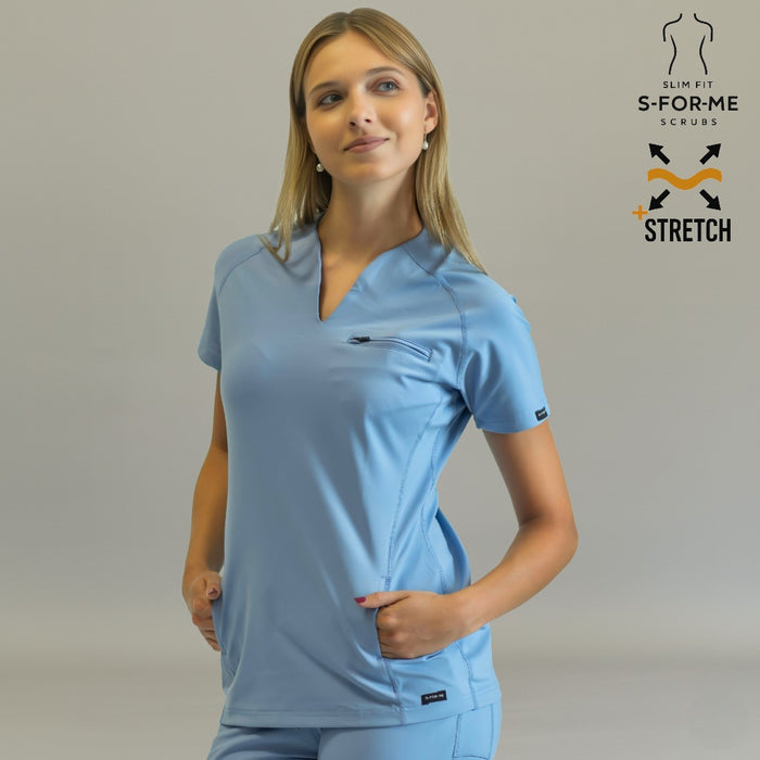 Women’s Top 915 Sky Blue, Super Stretch Scrubs
