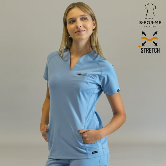 Women’s Top 915 Sky Blue, Super Stretch Scrubs