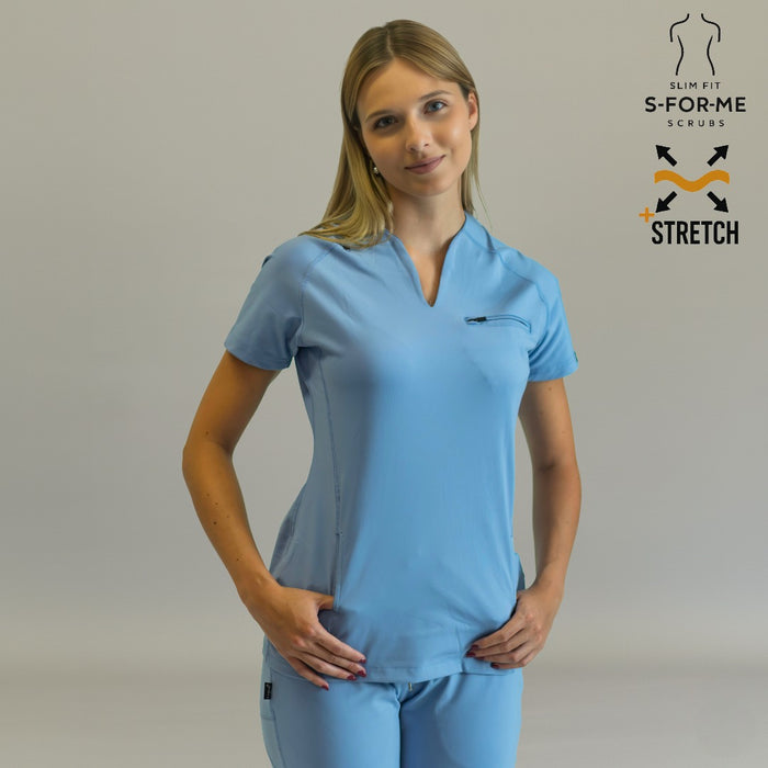 Women’s Top 915 Sky Blue, Super Stretch Scrubs