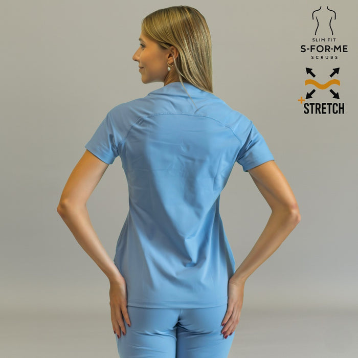 Women’s Top 915 Sky Blue, Super Stretch Scrubs