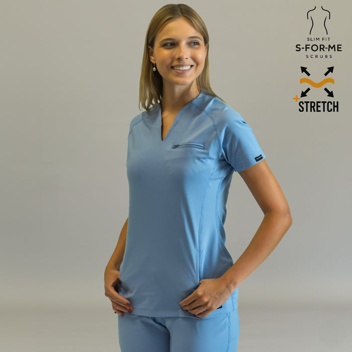 Women’s Top 915 Sky Blue, Super Stretch Scrubs