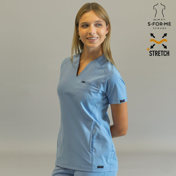 Women’s Top 915 Sky Blue, Super Stretch Scrubs