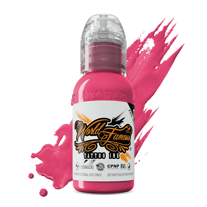 WORLD FAMOUS Bali Pink 15ml Tattoo Ink - High Pigment, Vegan Friendly, Fast Healing Formula - SD Cosmetics Care