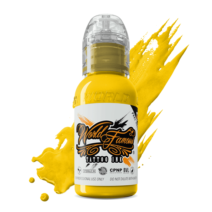 WORLD FAMOUS Canary Yellow 15ml Tattoo Ink - Vegan, High Pigment & Fast Healing, Everest Orange - SD Cosmetics Care