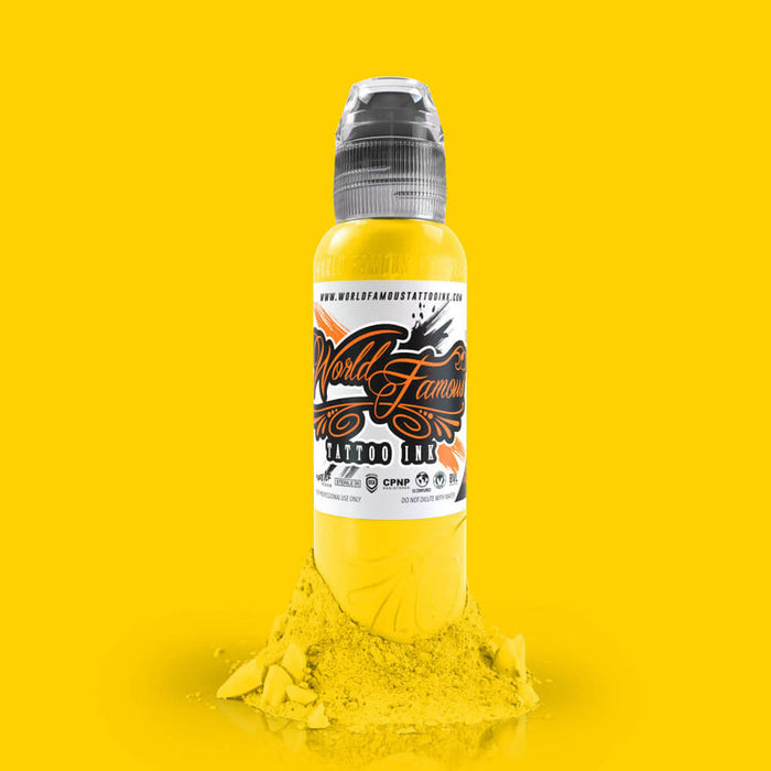 WORLD FAMOUS Canary Yellow 15ml Tattoo Ink - Vegan, High Pigment & Fast Healing, Everest Orange - SD Cosmetics Care