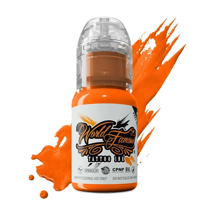 WORLD FAMOUS Everest Orange 30ml Tattoo Ink - High Pigment, Fast Healing, Vegan Friendly - SD Cosmetics Care