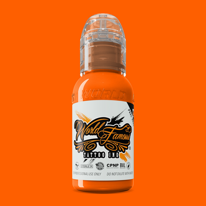 WORLD FAMOUS Everest Orange 30ml Tattoo Ink - High Pigment, Fast Healing, Vegan Friendly - SD Cosmetics Care