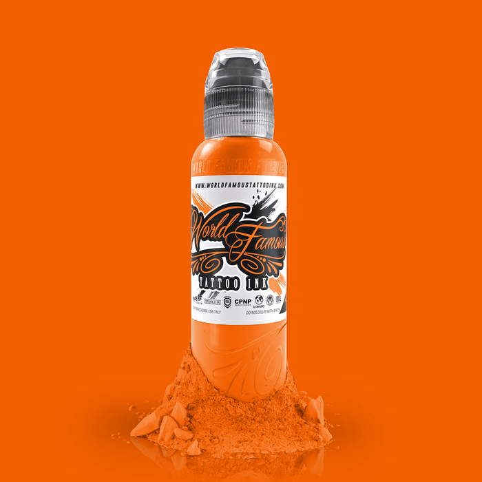 WORLD FAMOUS Everest Orange 30ml Tattoo Ink - High Pigment, Fast Healing, Vegan Friendly - SD Cosmetics Care