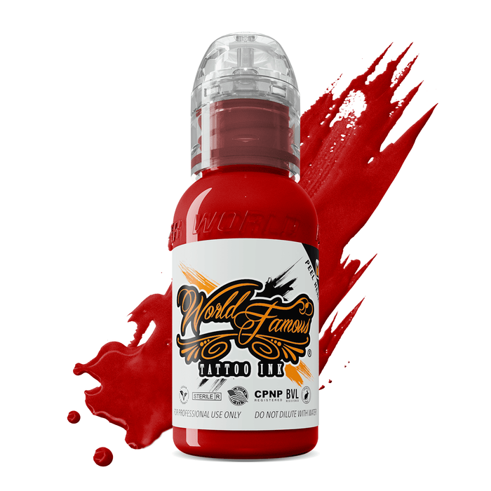 World Famous Ink Paul Rogers Red Tattoo Ink True Red Medium Opacity, Vegan, Zero Animal - SD Cosmetics Care