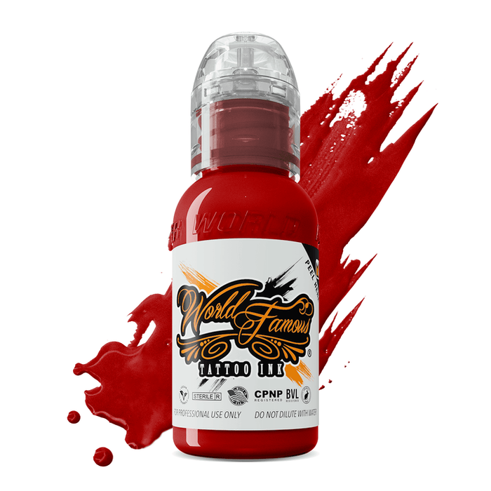 WORLD FAMOUS Red Hot 15ml Tattoo Ink - High Pigment, Fast Healing, Vegan Friendly - SD Cosmetics Care