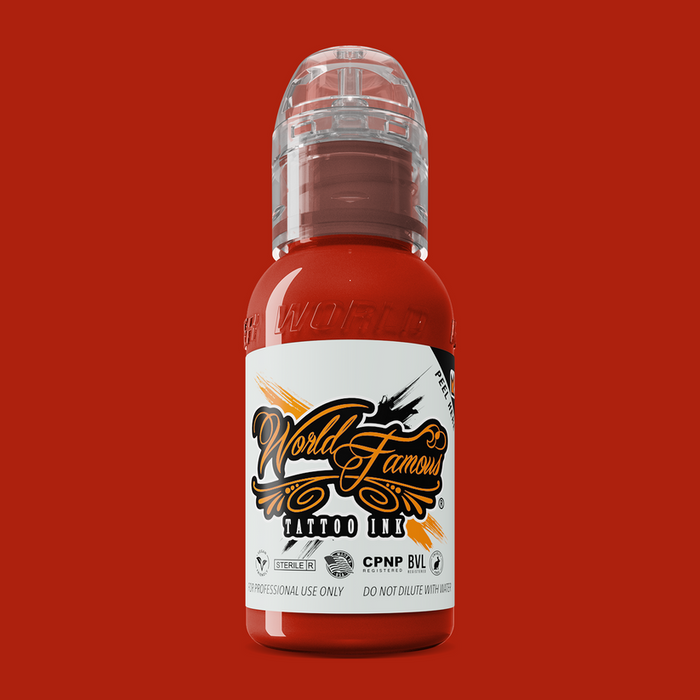 WORLD FAMOUS Red Hot 15ml Tattoo Ink - High Pigment, Fast Healing, Vegan Friendly - SD Cosmetics Care