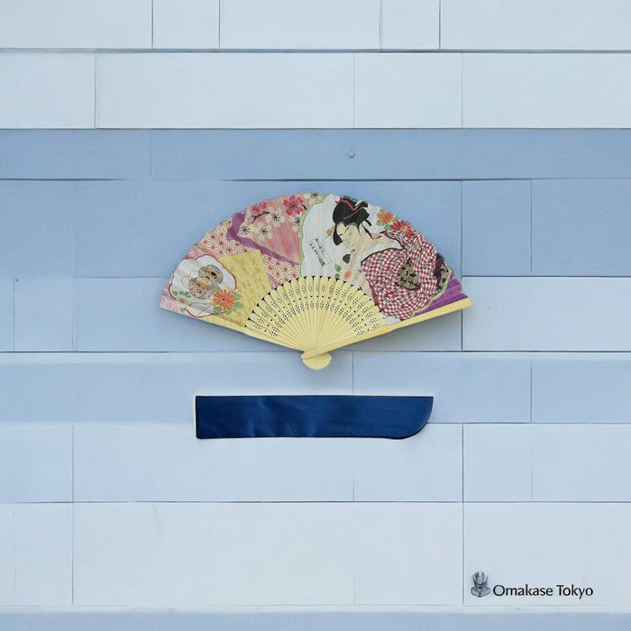 YINKE Bamboo Rib Silk Hand Fan